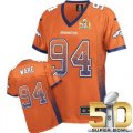 Women Nike Broncos #94 DeMarcus Ware Orange Team Color Super Bowl 50 Stitched Drift Fashion Jersey