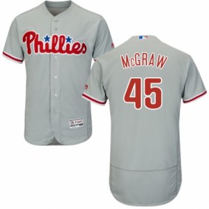 Men\'s Majestic Philadelphia Phillies #45 Tug McGraw Grey Flexbase Authentic Collection MLB Jersey