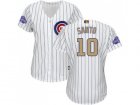 Womens Chicago Cubs #10 Ron Santo White(Blue Strip) 2017 Gold Program Cool Base Stitched MLB Jersey
