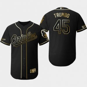 Orioles #45 Mark Trumbo Black Gold Flexbase Jersey