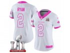 Womens Nike Atlanta Falcons #2 Matt Ryan Limited White Pink Rush Fashion Super Bowl LI 51 NFL Jersey