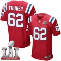 Mens Nike New England Patriots #62 Joe Thuney Elite Red Alternate Super Bowl LI 51 NFL Jersey