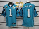 Nike Carolina Panthers #1 Cam Newton Blue Alternate With C Patch Super Bowl 50 Men Stitched NFL Elite Jersey