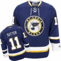 Mens Reebok St. Louis Blues #11 Brian Sutter Premier Navy Blue Third NHL Jersey
