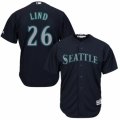 Mens Majestic Seattle Mariners #26 Adam Lind Replica Navy Blue Alternate 2 Cool Base MLB Jersey