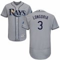 Mens Majestic Tampa Bay Rays #3 Evan Longoria Grey Flexbase Authentic Collection MLB Jersey