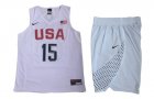 USA #15 Carmelo Anthony White 2016 Olympic Basketball Team Jersey(With Shorts)