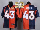 Nike Denver Broncos #43 T.J. Ward Orange Navy Blue Super Bowl 50 Men Stitched NFL Elite Split Jersey