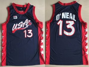 USA 13 Shaquille O\'Neal Navy Dream Team III Jersey