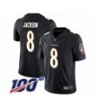 Men Nike Baltimore Ravens #8 Lamar Jackson Black Alternate Vapor Untouchable Limited Player 100th Season NFL Jersey