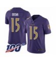 Men Baltimore Ravens #15 Marquise Brown Limited Purple Rush Vapor Untouchable 100th Season Football Jersey