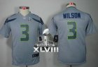Nike Seattle Seahawks #3 Russell Wilson Grey Alternate Super Bowl XLVIII Youth NFL Jersey