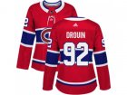Women Adidas Montreal Canadiens #92 Jonathan Drouin Red Home Authentic Stitched NHL Jersey