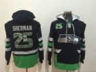 Seattle Seahawks #25 Richard Sherman Black All Stitched Hooded Sweatshirt