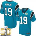 Nike Carolina Panthers #19 Ted Ginn Jr Blue Alternate Super Bowl 50 Men Stitched NFL Elite Jersey