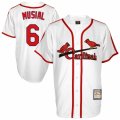 Mens Mitchell and Ness St. Louis Cardinals #6 Stan Musial Replica White Throwback MLB Jersey