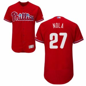 Men\'s Majestic Philadelphia Phillies #27 Aaron Nola Red Flexbase Authentic Collection MLB Jersey