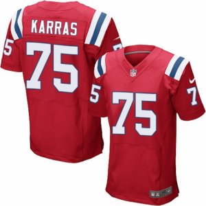 Mens Nike New England Patriots #75 Ted Karras Elite Red Alternate NFL Jersey