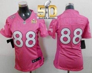Women Nike Broncos #88 Demaryius Thomas Pink Super Bowl 50 Be Luv\'d Stitched Jersey