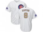 Youth Chicago Cubs #8 Andre Dawson White(Blue Strip) 2017 Gold Program Cool Base Stitched MLB Jersey