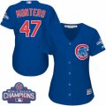 Womens Majestic Chicago Cubs #47 Miguel Montero Authentic Royal Blue Alternate 2016 World Series Champions Cool Base MLB Jersey