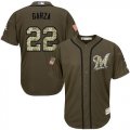 Men Milwaukee Brewers #22 Matt Garza Green Salute to Service Stitched Baseball Jersey