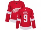 Women Adidas Detroit Red Wings #9 Gordie Howe Red Home Authentic Stitched NHL Jersey