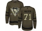 Youth Adidas Pittsburgh Penguins #71 Evgeni Malkin Green Salute to Service Stitched NHL Jersey