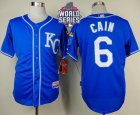 Kansas City Royals #6 Lorenzo Cain Light Blue Alternate 2 Cool Base W 2015 World Series Patch Stitched MLB Jersey