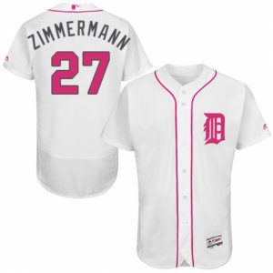 Men\'s Majestic Detroit Tigers #27 Jordan Zimmermann Authentic White 2016 Mother\'s Day Fashion Flex Base MLB Jersey