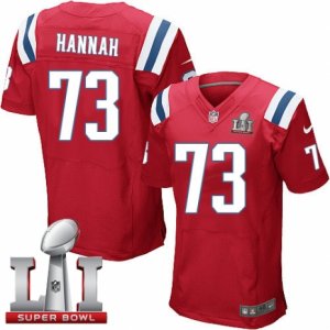 Mens Nike New England Patriots #73 John Hannah Elite Red Alternate Super Bowl LI 51 NFL Jersey