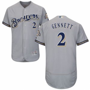 Men\'s Majestic Milwaukee Brewers #2 Scooter Gennett Grey Flexbase Authentic Collection MLB Jersey