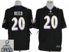 2013 Super Bowl XLVII NEW Baltimore Ravens 20 Ed Reed Black Jerseys (Game)