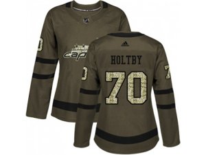 Women Adidas Washington Capitals #70 Braden Holtby Green Salute to Service Stitched NHL Jersey