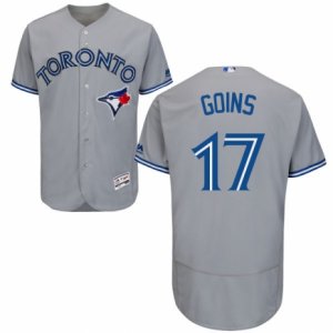 Mens Majestic Toronto Blue Jays #17 Ryan Goins Grey Flexbase Authentic Collection MLB Jersey