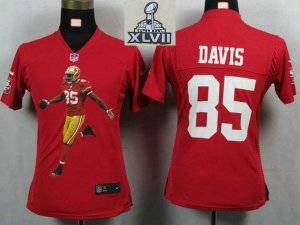 2013 Super Bowl XLVII Women NEW San Francisco 49ers 85 Davis Red Portrait Fashion Game Jerseys