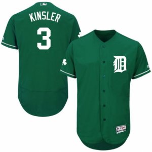 Men\'s Majestic Detroit Tigers #3 Ian Kinsler Green Celtic Flexbase Authentic Collection MLB Jersey