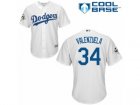 Los Angeles Dodgers #34 Fernando Valenzuela Replica White Home 2017 World Series Bound Cool Base MLB Jersey