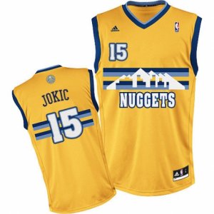 Mens Adidas Denver Nuggets #15 Nikola Jokic Swingman Gold Alternate NBA Jersey