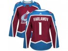 Women Adidas Colorado Avalanche #1 Semyon Varlamov Burgundy Home Authentic Stitched NHL Jersey