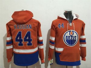 Oilers #44 Zack Kassian Orange All Stitched Hooded Sweatshirt