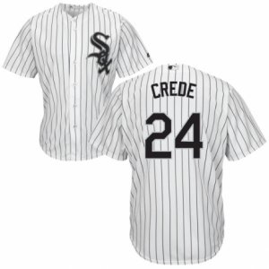 Men\'s Majestic Chicago White Sox #24 Joe Crede Authentic White Home Cool Base MLB Jersey
