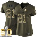 Women Nike Broncos #21 Aqib Talib Green Super Bowl 50 Salute to Service Jersey