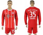 2017-18 Bayern Munich 35 SANCHES Home Long Sleeve Soccer Jersey