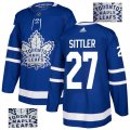 Men Toronto Maple Leafs #27 Darryl Sittler Blue Glittery Edition Adidas Jersey