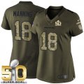 Women Nike Broncos #18 Peyton Manning Green Super Bowl 50 Stitched Salute to Service Jersey
