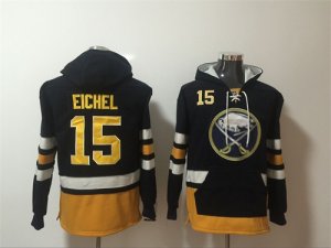Sabres #15 Jack Eichel Black All Stitched Hooded Sweatshirt
