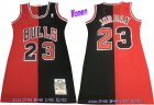 Bulls #23 Michael Jordan Split Black Red Women 1997-98 Hardwood Classics Mesh Jersey