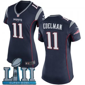 Nike Patriots #11 Julian Edelman Navy Wo 2018 Super Bowl LII Game Jersey