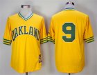 Oakland Athletics #9 Reggie Jackson Yellow 1981 Mitchell & Ness Jersey